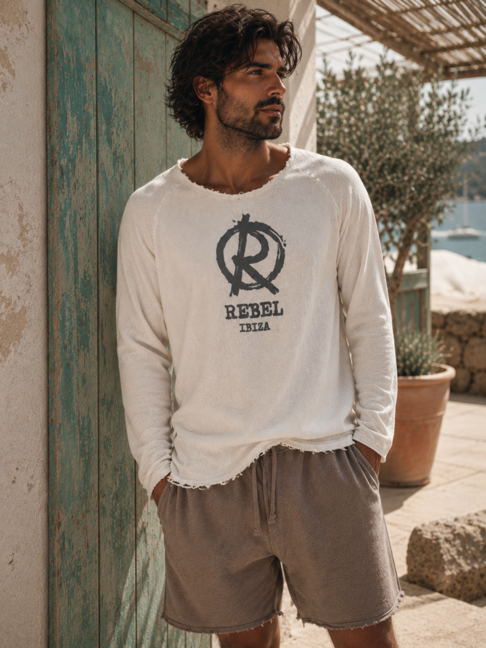 BOOMGAP SWEAT "REBEL IBIZA" (WHITE_GREY)