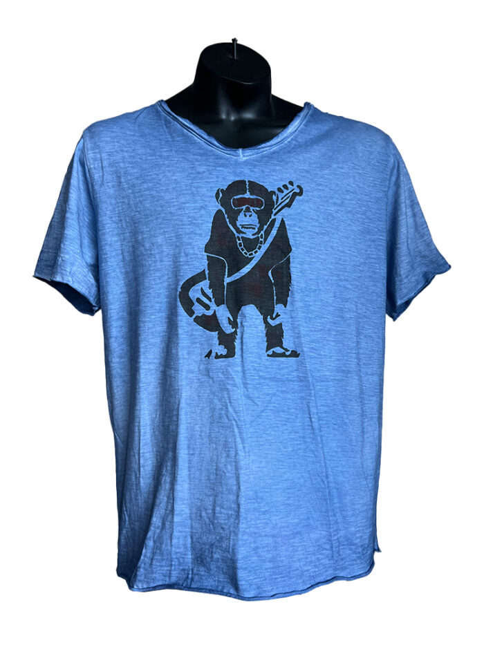 Upcycling T-Shirt Rebel Ibiza blue Monkey