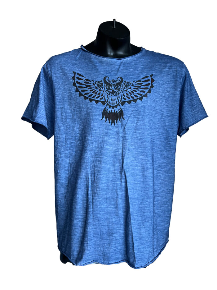 Upcycling T-Shirt Rebel Ibiza blue Owl