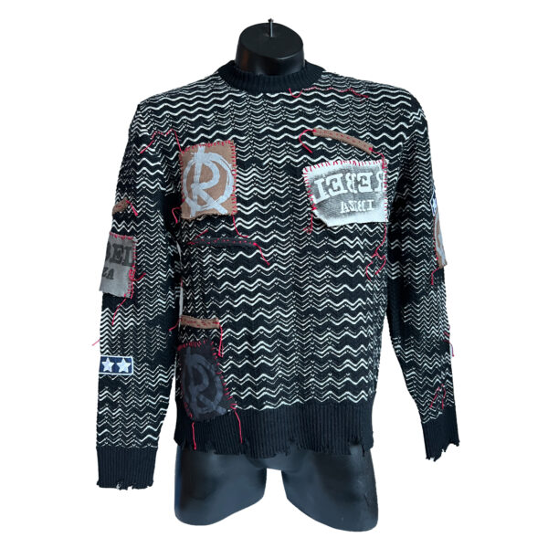 Upcycling Pullover Missoni black white line