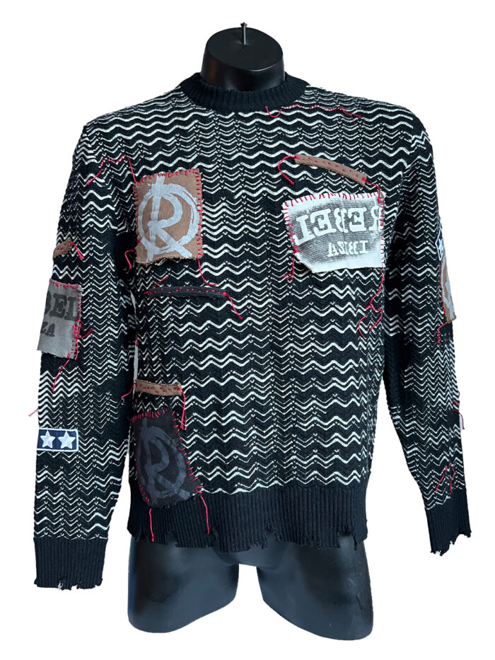 Upcycling Pullover Missoni black white line